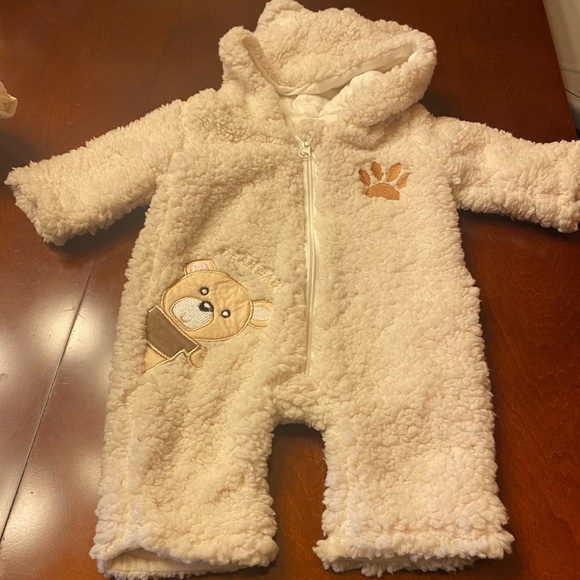 fuzzy bear onesie baby
